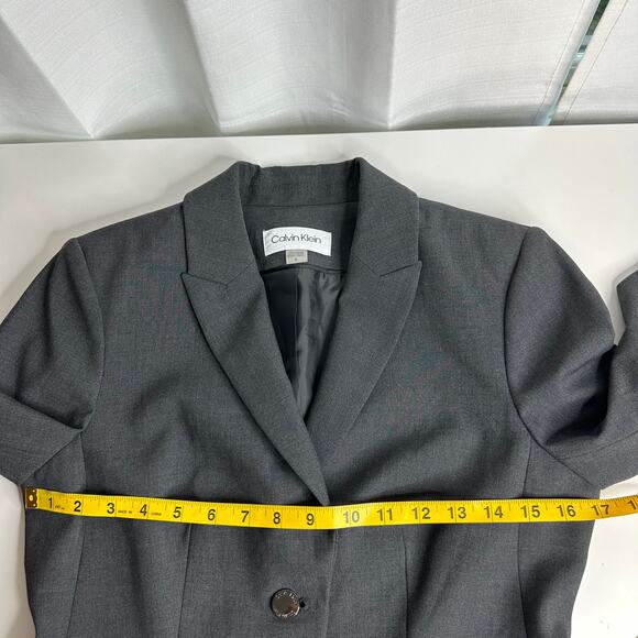 Calvin Klein Gray 2 Button Lined Blazer Jacket Lapel Collar Womens Size 4 Career - Picture 13 of 14